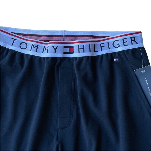 Tommy Hilfiger Taped Logo Waist Band Dark Navy Joggers Pockets Mens M, XL New - Picture 4 of 9